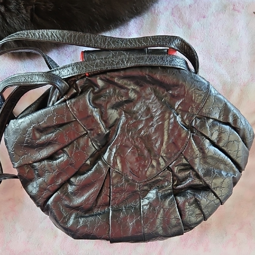 Colini New York 80's Black Leather Puff Women's Bag - Picture 3 of 14